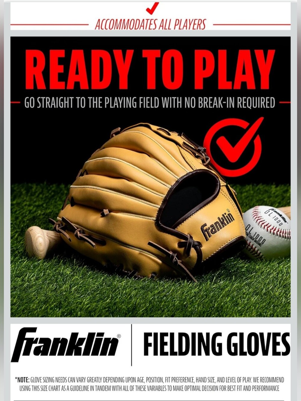 FRANKLIN SPORTS Baseball Glove plus 1ea official league baseball